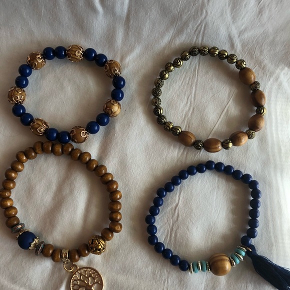 Four Wooden Beaded Hallow Tree Of Life Bracelets - Picture 5 of 8